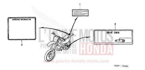 ETIQUETTE DE PRECAUTIONS CR250RX de 1999